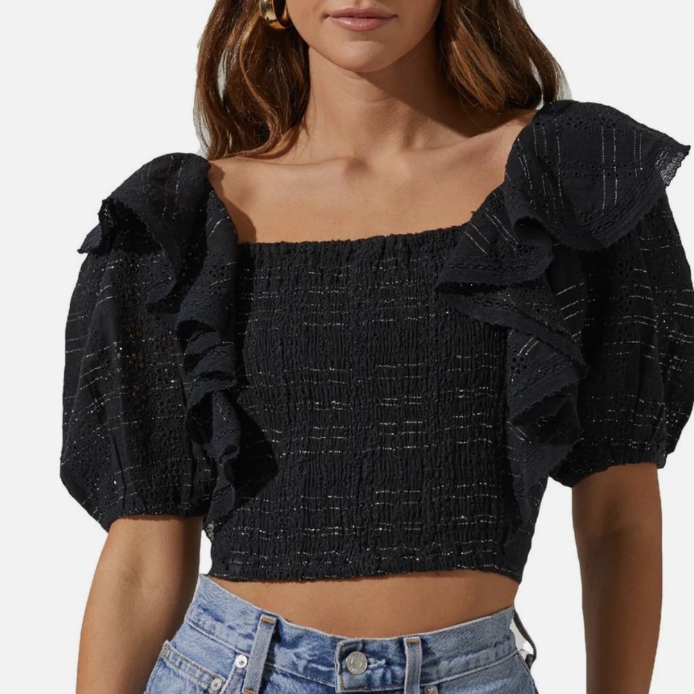 Nardini Womens Lace Metallic Blouse